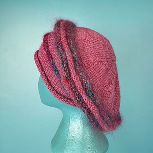 Beret Pink Beret Slouchy Beret Hat Knit Beret Vintage Beret Winter Beret Knit Hat Beret Hat Knit Hat Women Knitted Hat TaraLynEvansStudio image 6