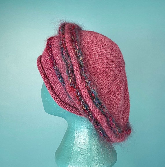 Beret Pink Beret Slouchy Beret Hat Knit Beret Vin… - image 6