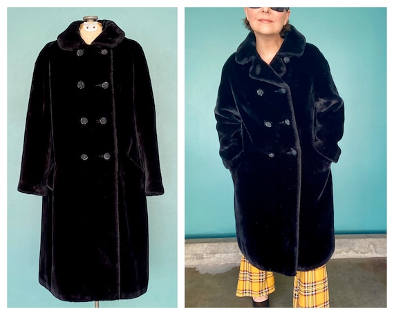 Vintage Faux Fur Womens Black Long Coat TaraLynEv… - image 1