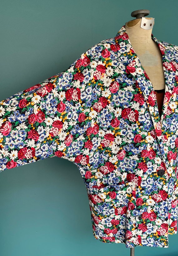 Floral Blazer Oversized Blazer Flower Blazer 80s … - image 4