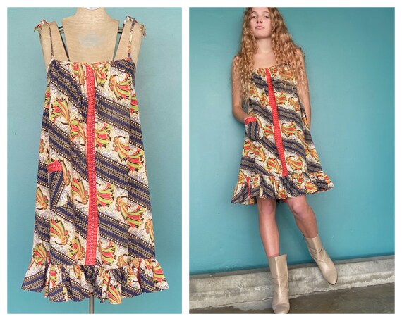 Vintage Hippie Dress 70s Boho Sun Dress, TaraLynEv