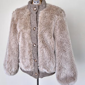Faux Fur Womens Vintage Bomber Jacket Teddy Jacket Vintage Fake Fur Fur Bomber Jacket Fake Fur Bomber Faux Fur Jacket TaraLynEvansStudio