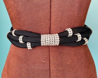 80s Black Rope Rhinestone Vintage Belt TaraLynEvansStudio