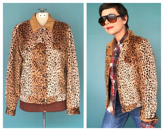 90s Leopard Jacket Faux Fur Leopard Coat, TaraLynE