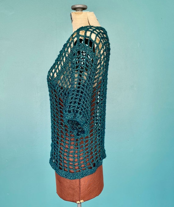 Crochet Top Mesh Shirt Crochet Shirt Womens Croch… - image 5