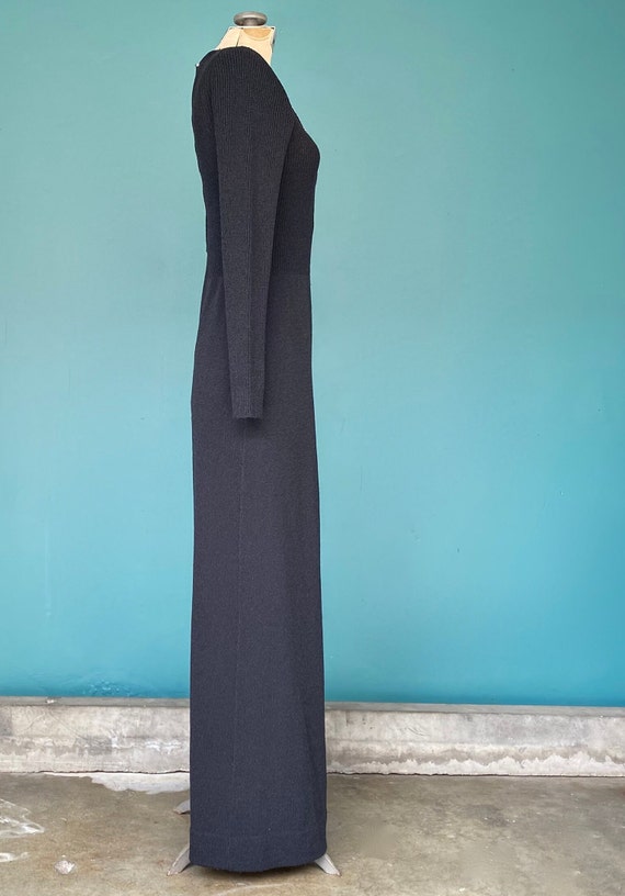 Vintage 70s Black Knit Long Sweater Dress TaraLyn… - image 4