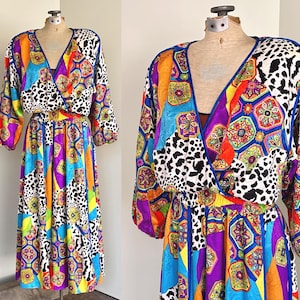 Diane Freis Silk Dress Patchwork Maxi Dress Eighties Dress V Neck Dress Colorful Dress 80s Dress Bohemian Dress TaraLynEvansStudio