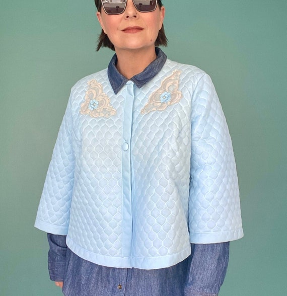 Bed Jacket 60s Jacket Quilt Jacket Blue Jacket Sho