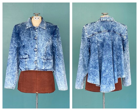 80s Acid Wash Womens Vintage Jean Jacket Denim 80s