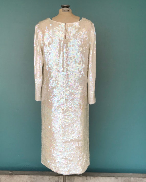 White Sequin Dress Bridal Dress Beaded Dress Sequ… - image 8