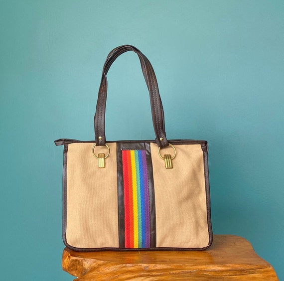 Rainbow Canvas Bag Rainbow Vegan Bag, TaraLynEvans