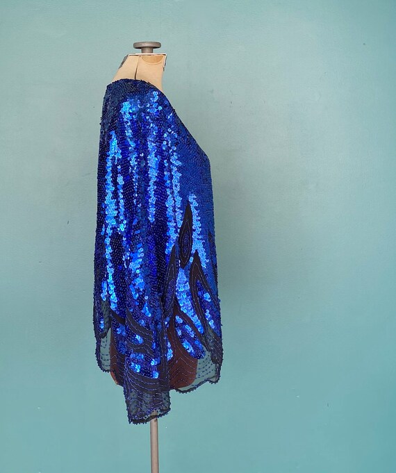 Sequin Top Blue Top Vintage Sequin Top TaraLynEva… - image 5