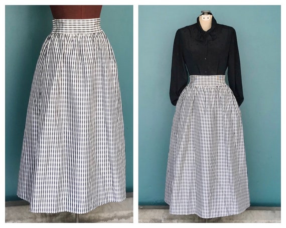 Taffeta Maxi Skirt Full Plaid Maxi Skirt, 25 Waist
