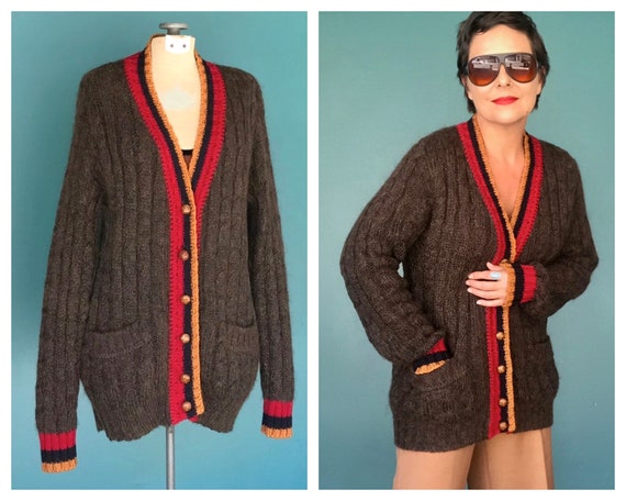 Mohair Cardigan 80s Varsity Preppy Sweater, TaraLynEvansStudio