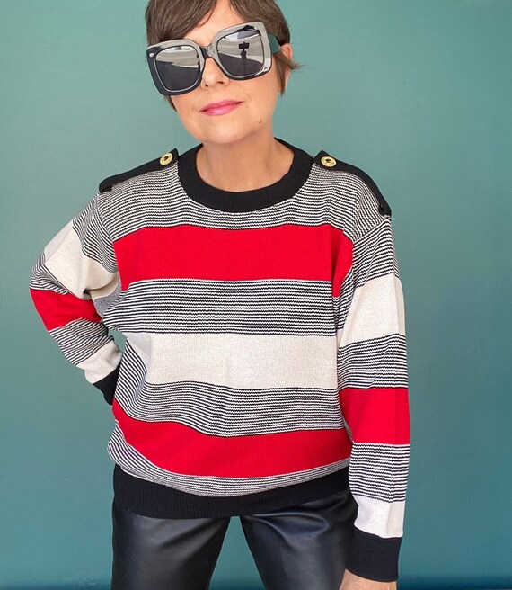 80s St John Knits Stripe Sweater 