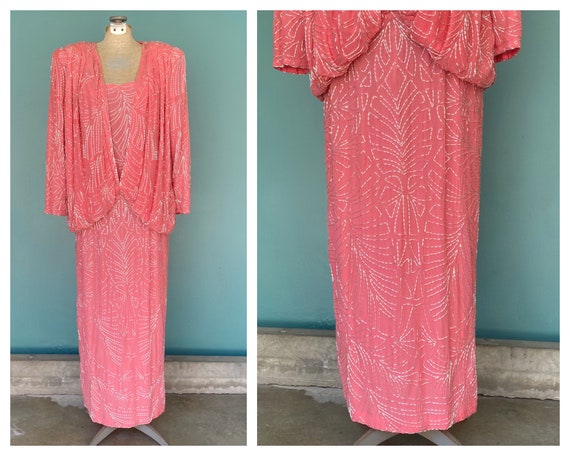 Judith Ann Creations Pink Sequin Dress 80s Party … - image 4