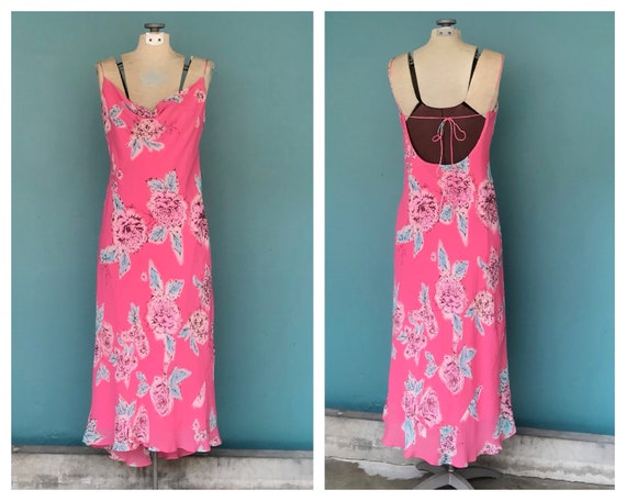 90s Pink Slip Dress 90s Silk Slip Dress, 32 Waist