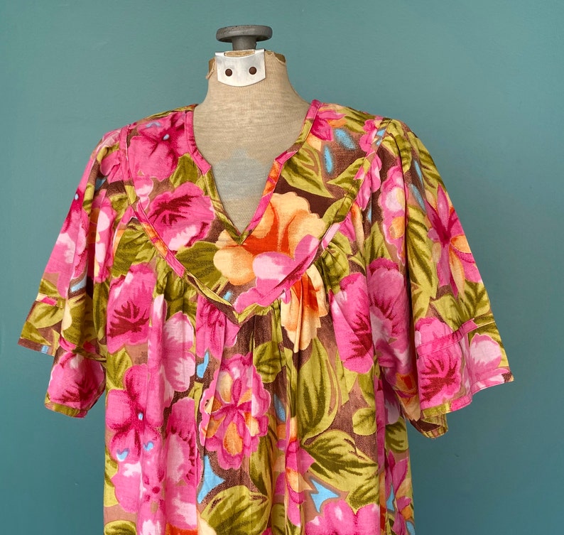 Hawaiian Caftan Floral Maxi Kaftan Day Dress Beach Cotton | Etsy