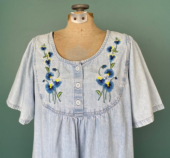 Denim Dress House Dress Cotton Dress Oversized Dr… - image 4