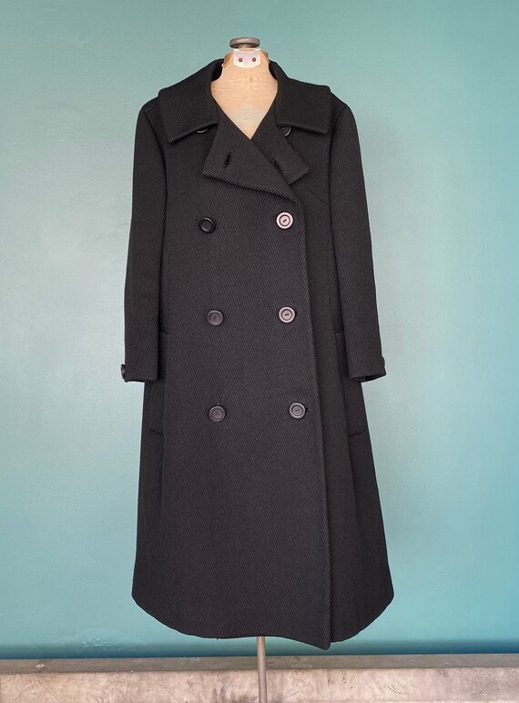 Jacques Heim 60s Black Designer Peacoat Black Coa… - image 4