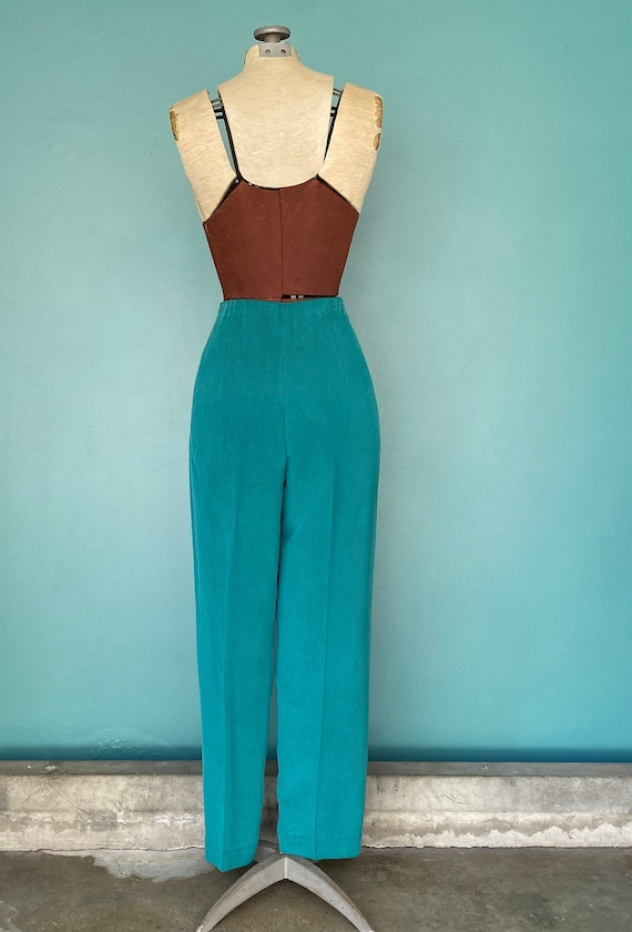 90s Blue Silk Turquoise Womens Pants Retro Pants Trou… Gem