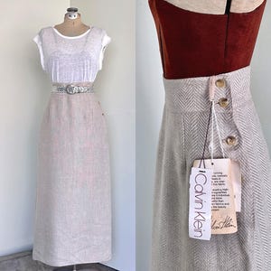 Calvin Klein Linen Skirt Long Linen Skirt Deadstock Skirt Vintage Calvin Klein Linen Midi Skirt Designer Skirt TaraLynEvansStudio