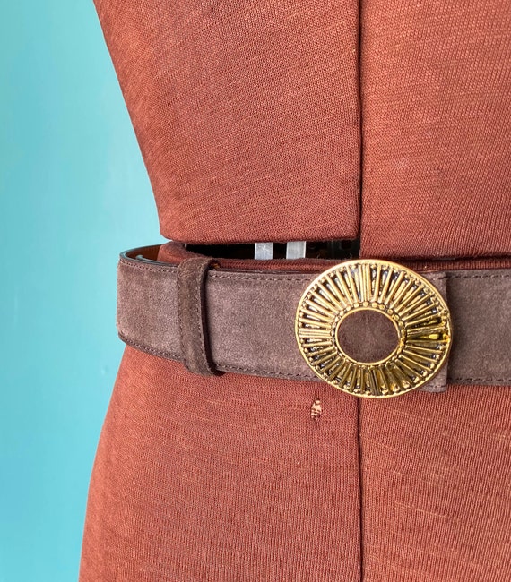 Giorgio Armani Designer Belt Waist Belt Brown Lea… - image 4