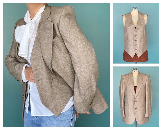 Vintage 80s Wool Women Blazer Vest 80s Wool Vintag
