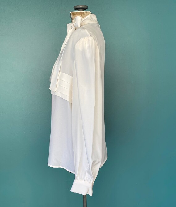 Adolfo White Blouse Silk Blouse 80s Blouse White … - image 5