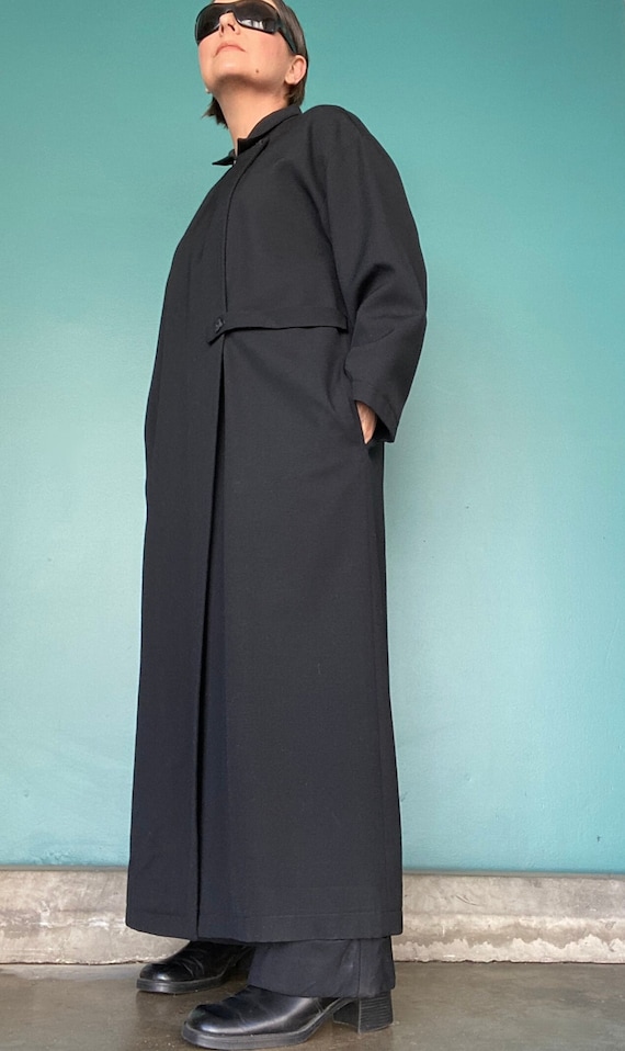 Retro Black Wool Long Maxi Coat Vintage Maxi Coat… - image 3