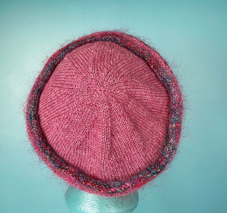 Beret Pink Beret Slouchy Beret Hat Knit Beret Vintage Beret Winter Beret Knit Hat Beret Hat Knit Hat Women Knitted Hat TaraLynEvansStudio image 4