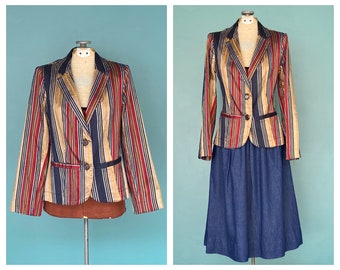 90s Silk Striped Vintage Womens Blazer TaraLynEvansStudio