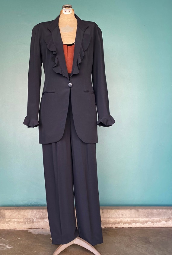 90s Womens Vintage Pants Suit Womens Black Suit L… - image 2
