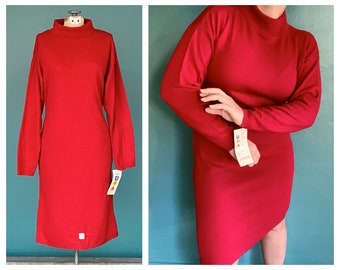 Sweater Dress Red Dress Sweater Dress Women Shift Dress 80s Dress Retro Dress Minimalist Dress 80s Sweater Dress TaraLynEvansStudio
