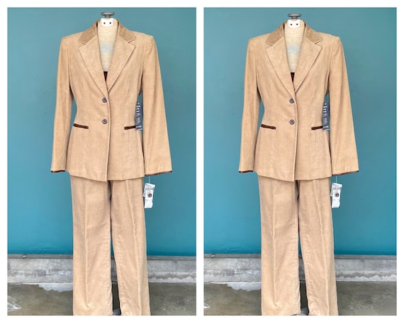 Corduroy Pant Suit Womens Vintage Suit, 28 Waist M