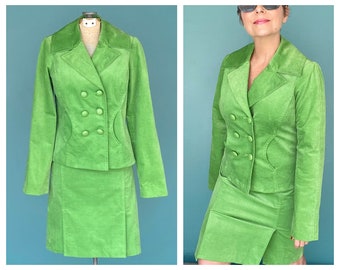 Green Skirt Set Two Piece Set Blazer Set Vintage Skirt Set Two Piece Set Women Blazer and Skirt Set Skirt Suit TaraLynEvansStudio