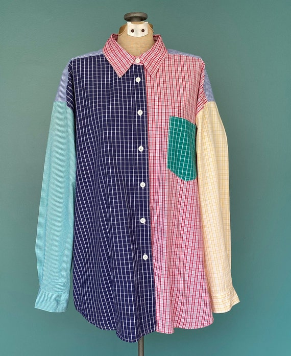 Vintage Plaid Collared Button Up Boyfriend Shirt … - image 5