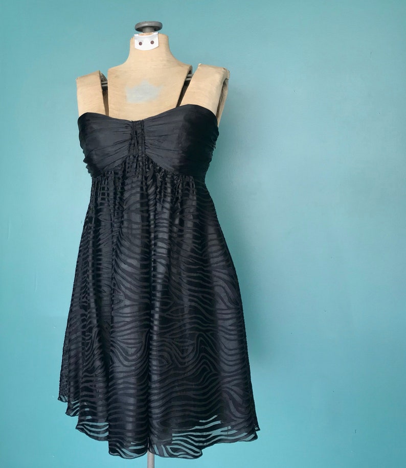 Y2K Babydoll Black Silk Sun Dress Y2K Empire Waist Strapless | Etsy