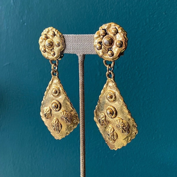 80s Long Gold Oversized Dangle Earrings Big Gold Earrings Extra Long Earrings Large Earrings 80s Jewelry TaraLynEvansStudio