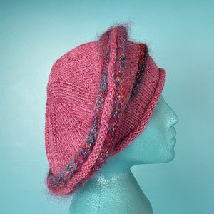 Beret Pink Beret Slouchy Beret Hat Knit Beret Vintage Beret Winter Beret Knit Hat Beret Hat Knit Hat Women Knitted Hat TaraLynEvansStudio image 5