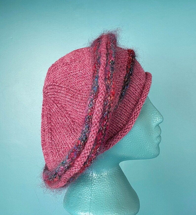 Beret Pink Beret Slouchy Beret Hat Knit Beret Vintage Beret Winter Beret Knit Hat Beret Hat Knit Hat Women Knitted Hat TaraLynEvansStudio image 5