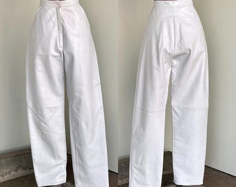 Weiße Damenlederhose 80er Jahre Hose Lederhose Weiße Lederhose Frauen 80er Jahre Vintage Weiße Lederhose Vintage Hose TaraLynEvansStudio