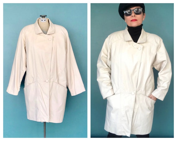 White Leather Jacket 80s White Leather Coat, TaraL