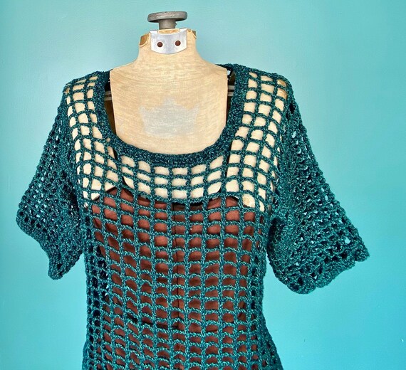 Crochet Top Mesh Shirt Crochet Shirt Womens Croch… - image 3