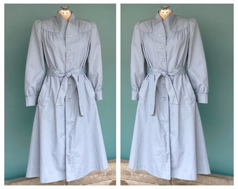 Trench Coat 80s Coat Trench Coat Women Long Trench Coat Blue Coat Long Coat Trench Belted Trench Rain Coat Vintage Trench TaraLynEvansStudio