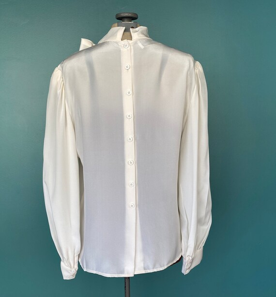 Adolfo White Blouse Silk Blouse 80s Blouse White … - image 6