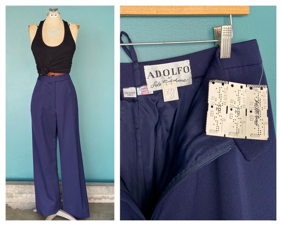 Navy Blue Trousers Wool Trousers Adolfo 