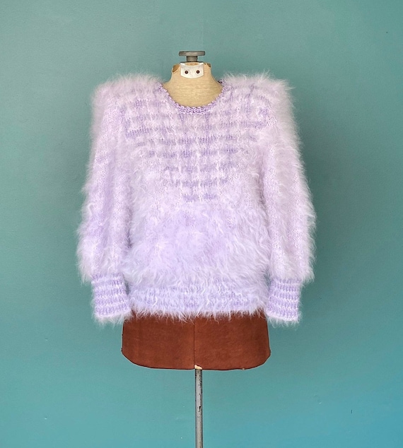 Lavender Angora 80s Vintage Sweater Purple Angora