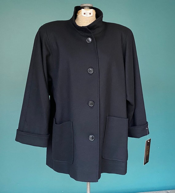 Black Wool Coat Black Coat Vintage Black Wool Jac… - image 4