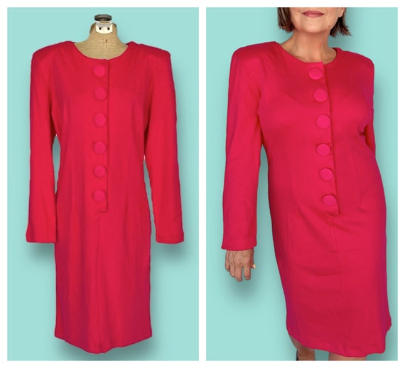 Barbie Pink Vintage 80s Pencil Midi Dress Button Fron… - Gem